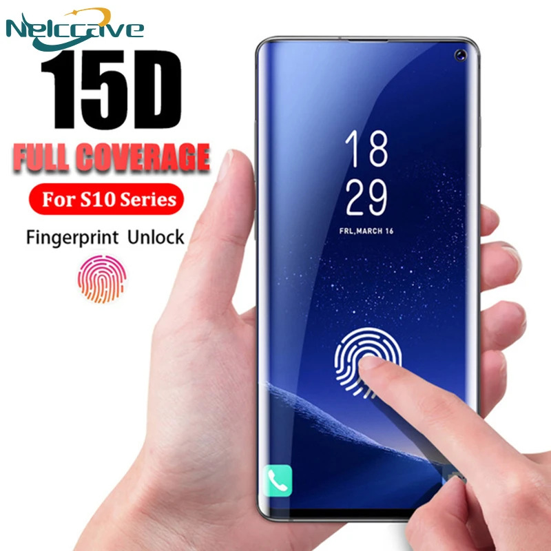 Изогнутое закаленное стекло 15D с полным покрытием 100 шт. для Samsung Galsxy S10 Plus S9 S8 S7 Note 10