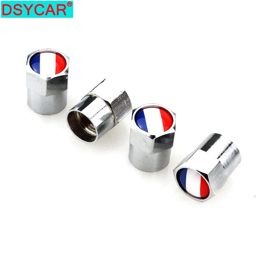 

DSYCAR 4Pcs/Set Car Styling Aluminium Alloy/Copper France Flag Car Tire Valve Caps Wheel Tires Tire Stem Air Cap Airtight Covers