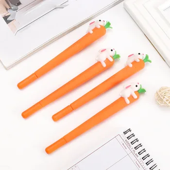 

1 pcs Gel Pens Cartoon Carrot rabbit black colored kawaii gift gel-ink pens for writing Cute stationery office school supplies