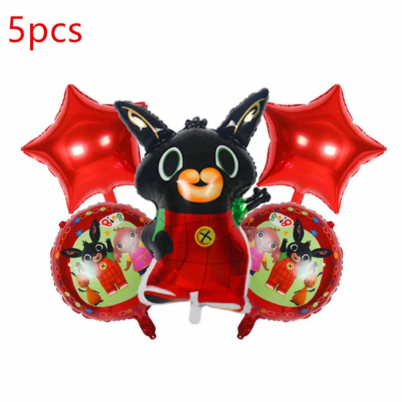 5pcs 18 дюймовые детские игрушки кролика bing на день рождения 2, 3, 4, 5, 6 лет, воздушные шары с гелием из алюминиевой фольги, вечерние украшения для маленьких детей - Цвет: 5pcs