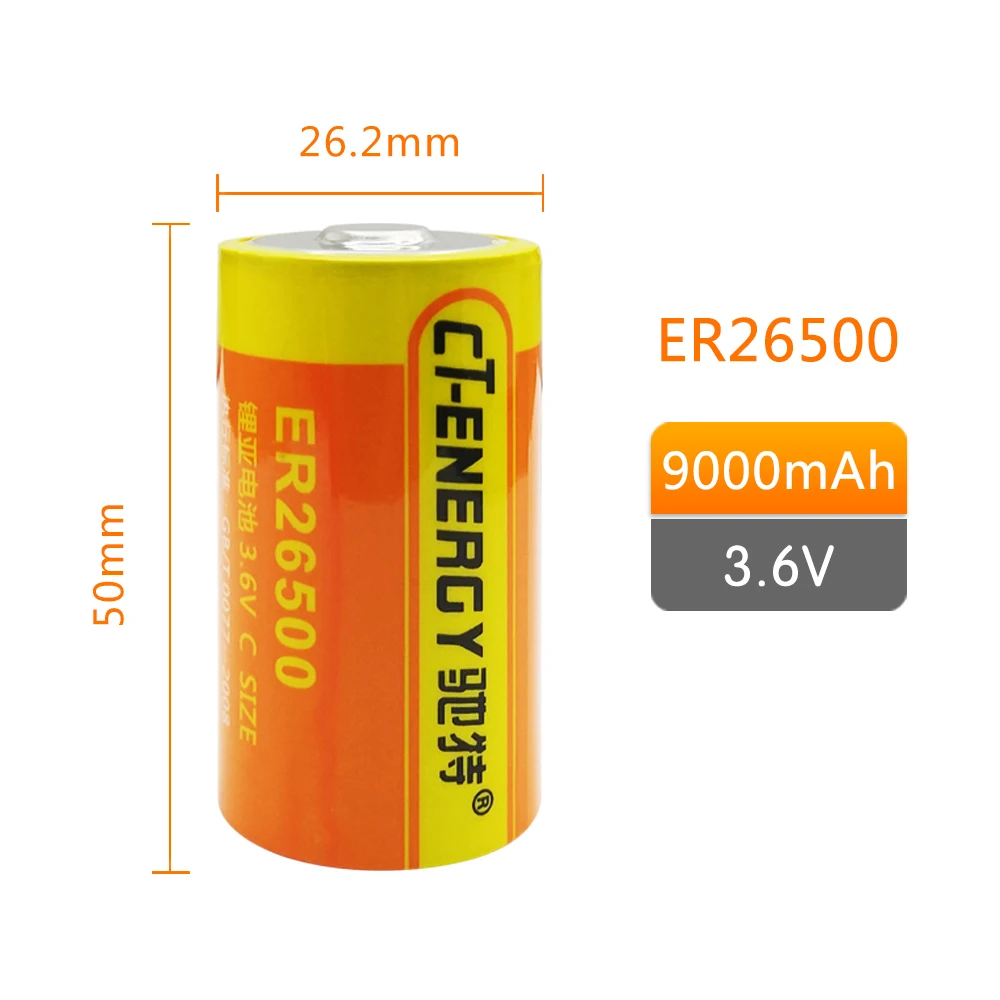 CT-ENERGY ER26500 LiSOCl2 C Тип 3,6 V 9000 мА/ч, литий Батарея 4 шт./компл