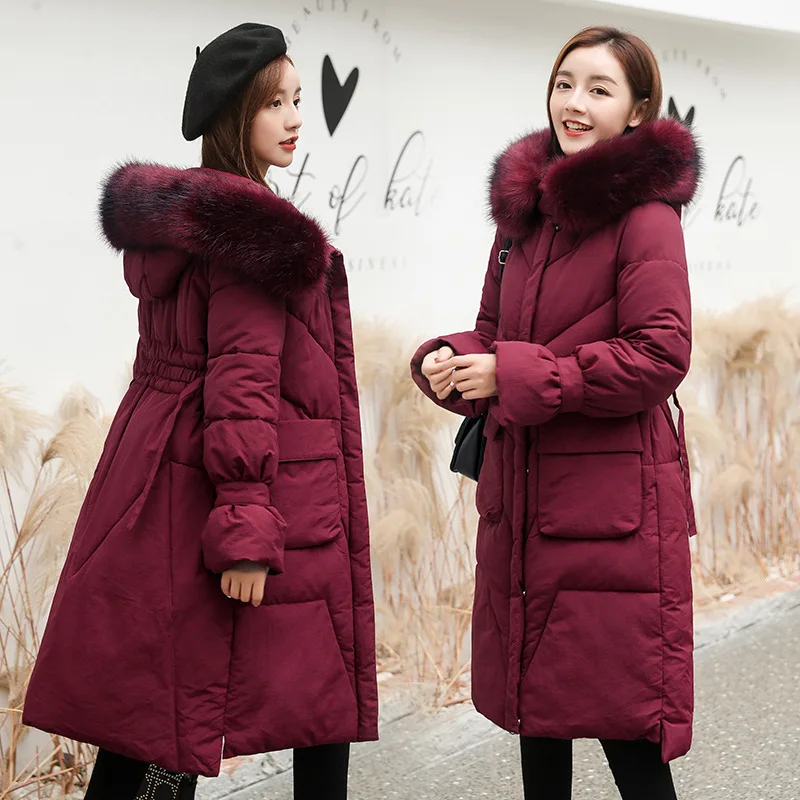 

Cotton-padded Jacket Women's 2019 New Style down Jacket Cotton-padded Clothes Mid-length over-the-Knee Thick Large Pocket Cotton