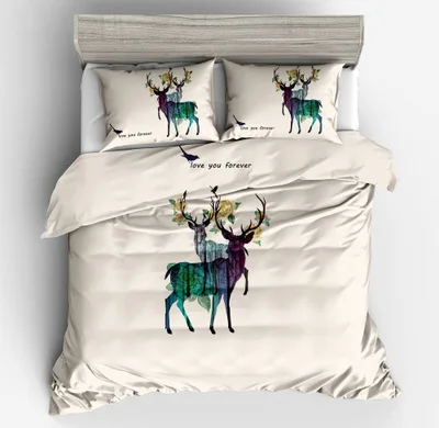 King size bedding set quilt cover letter feather home textile new comfortable home bedding Christmas elk bed set queen bed set