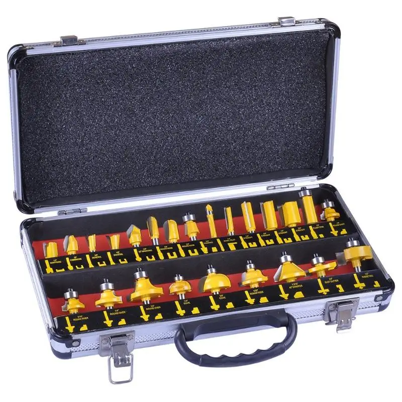 

24pcs Milling Cutter for Wood Cabinet Armrest Line Modeling Labor-saving Woodworking Tenon Tool Drum Line Arc Trimming Knife