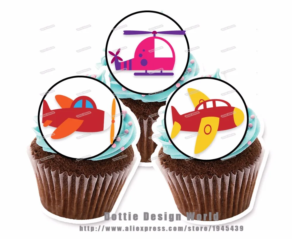 15 Pcs Airplane Cake Topper Wafer Rice Cookie Cupcake Topper Birthday Wedding Cake Decoration