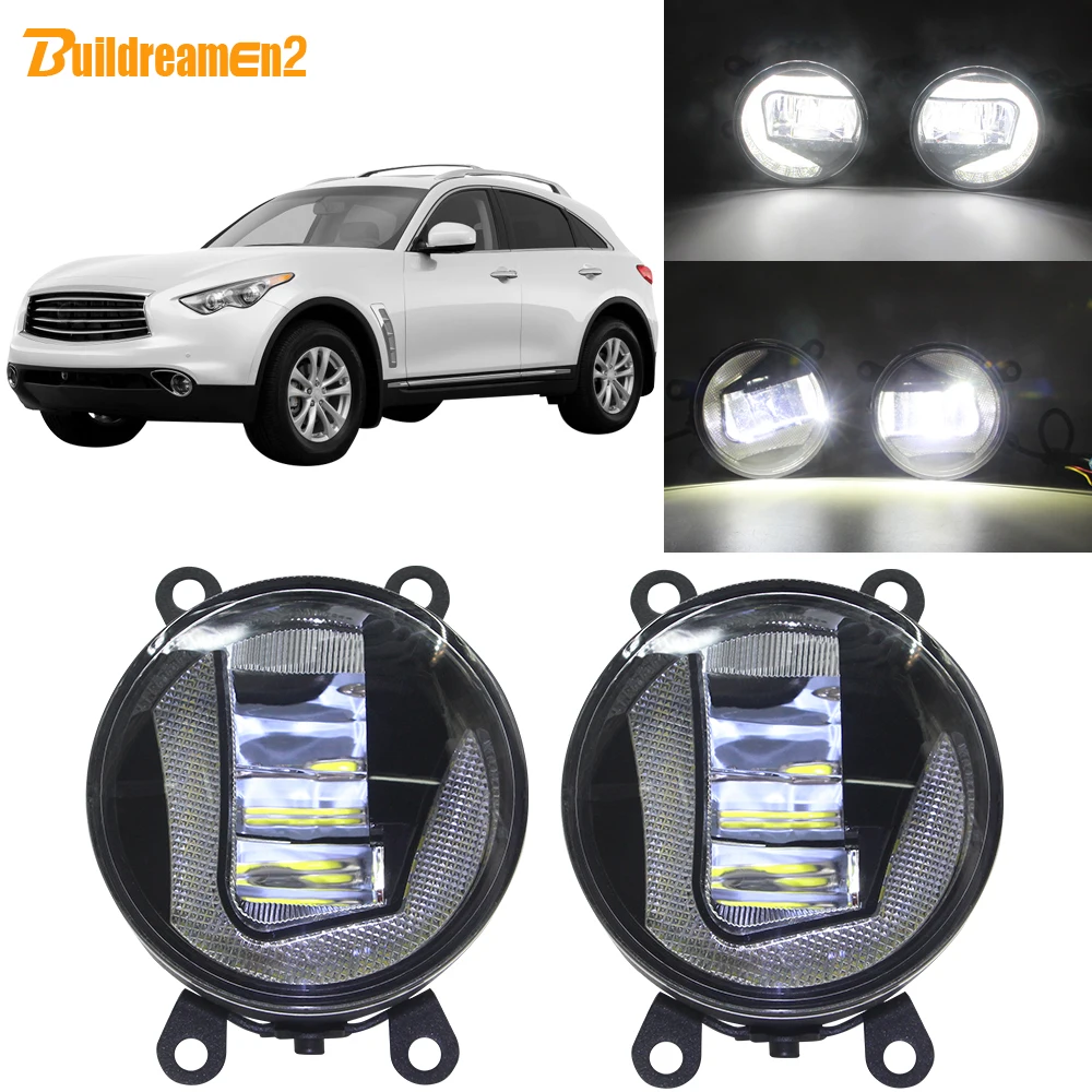 Buildreamen2 Car LED Projector Fog Light DRL Daytime Running White 12V For Infiniti FX FX45 FX50 FX30D FX35 FX37 2006-2015 | Автомобили и
