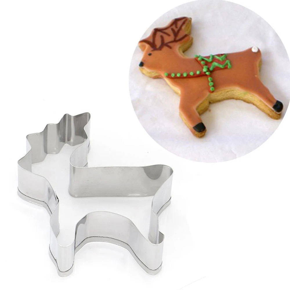 1Pc Stainless Steel Christmas Cookie Cutter Xmas Theme Biscuit Mold Snowflake Cake Mould Santa Claus Baking DIY Cooking Tool
