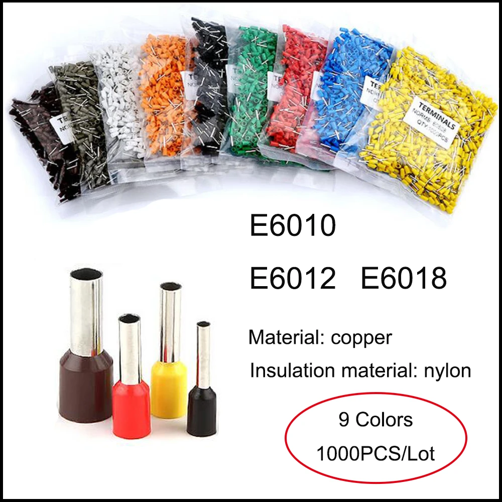 1000 шт терминал E6010 E6012 E6018 A.W.G.#10 размер кабеля 6 0 мм2 Изолированный Шнур Конец