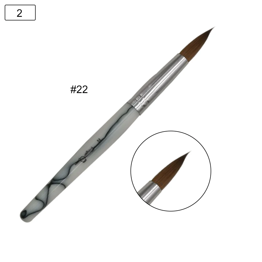 NO22 Новинка 50% года! акриловая щетка Kolinsky Sable, гофрированная УФ-полигелевая кисть, Гелевая Кисть для маникюра, плоская круглая акриловая кисть для ногтей - Цвет: NO22