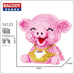 Balody 16125 розовый улыбающийся поросенок копилка сидение животное 3D модель 1350 шт. DIY Алмазная мини-здание маленькие блоки кирпичи сборка