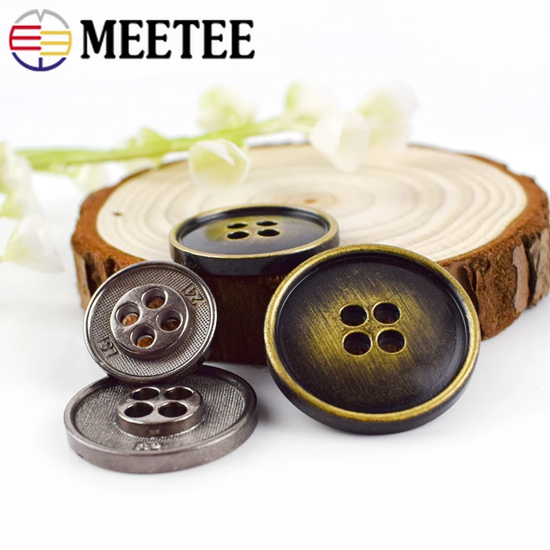 10/20pcs Metal Buttons Ancient Bronze Silver 4 holes Sewing Button Suit Coat Botones E4 33|Пуговицы| |