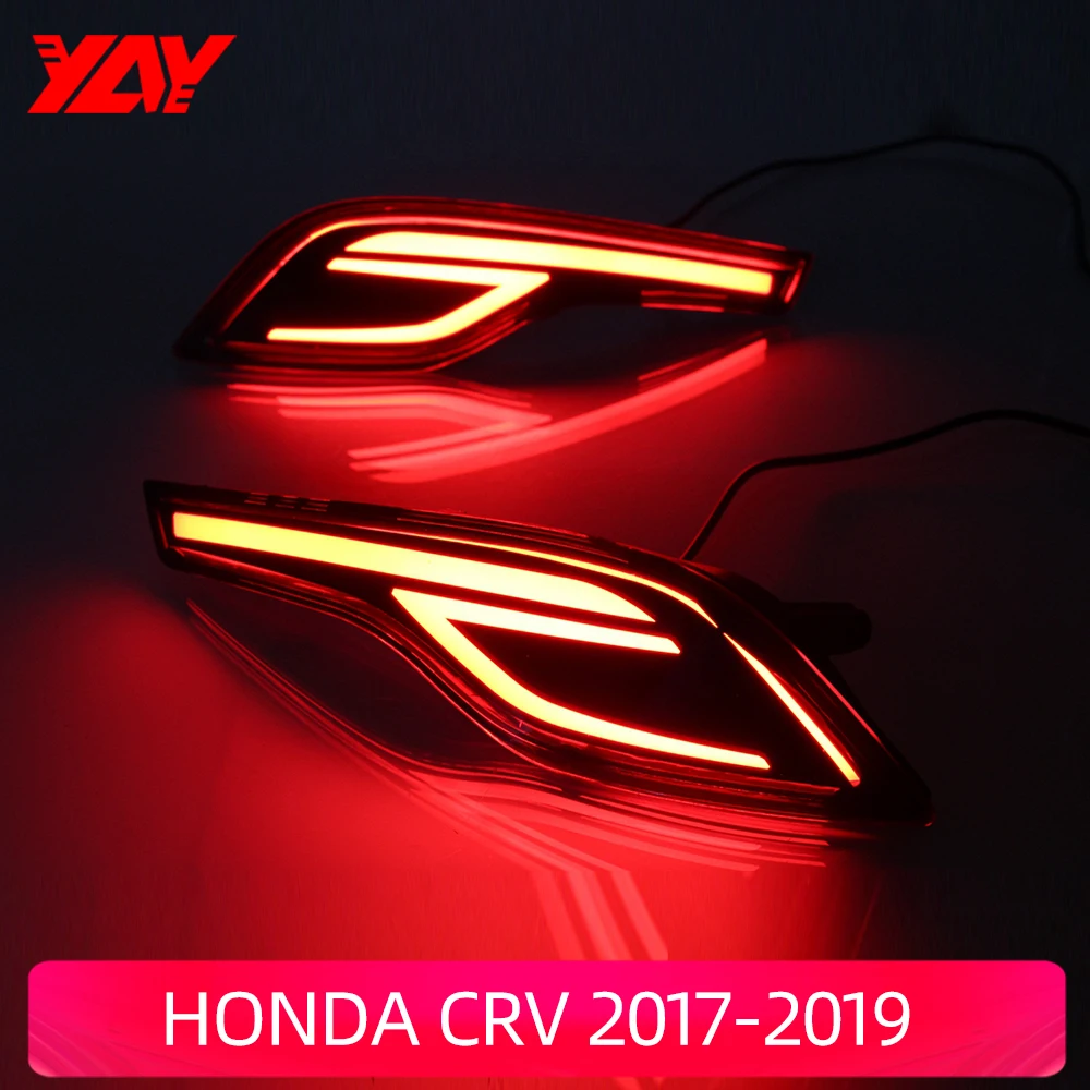 

Car Flashing 2Pcs LED Reflector Lamp Rear Fog Lamp Rear Bumper Light Brake Light For Honda CRV 2017-2019