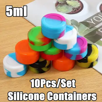 

10Pcs 5ML Mini Round Non-stick Silicone Container For Wax Bho Oil Butane Vaporizer Silicon Jars Dab Wax Container Wax Jars