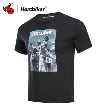 

HEROBIKER Motorcycle T-shirt Summer Men Moto Short T-Shirt Motorbike Racing Sports Jersey Fashion Quick-drying Shirt Black Gray