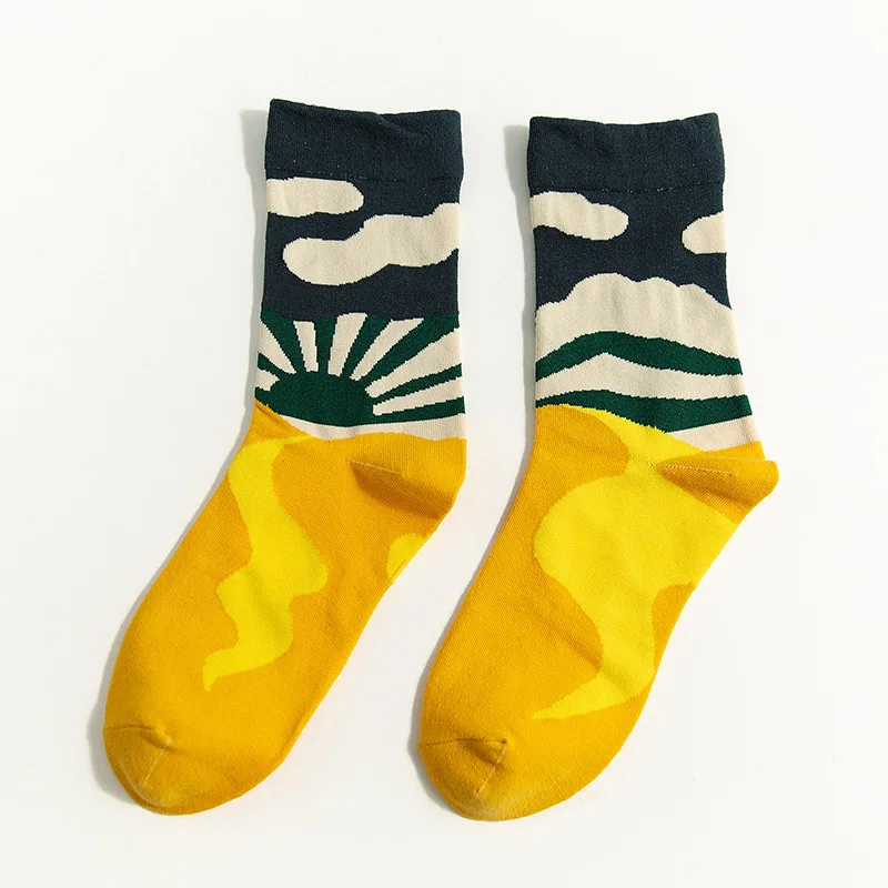 Street Socks 01 Одежда в уличном стиле с принтом из мультфильмов Скейтборд Новинка корейские забавные зимние спортивные женские теплые красивые хлопковые носки сумасшедшие короткие счастливые женские и мужские носки - Цвет: Street Socks 01