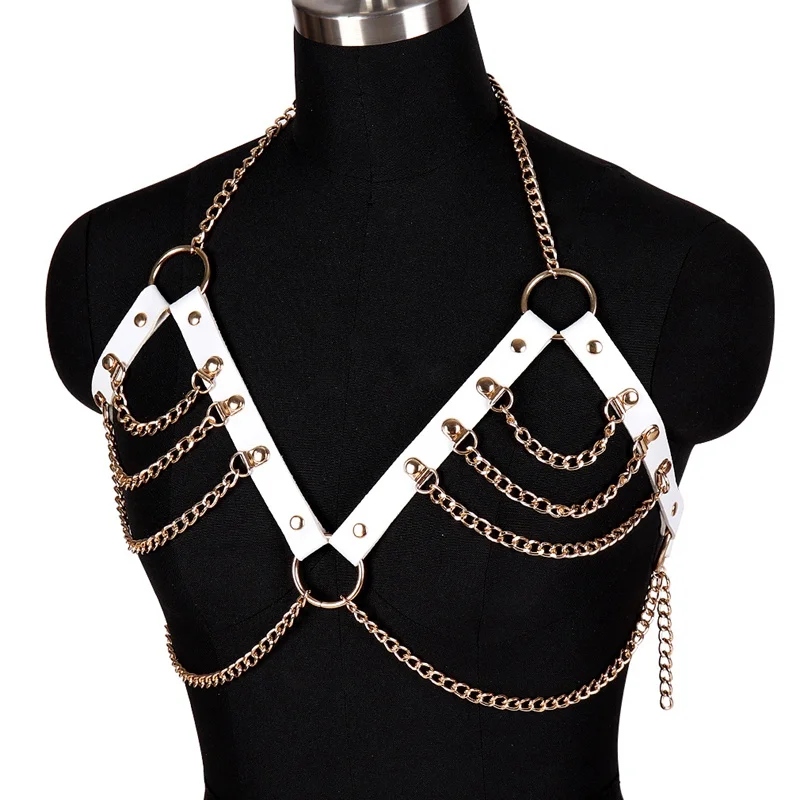 Из искусственной кожи портупея бюстгальтер сексуальное женское белье Фетиш ремень для Для женщин панк готический организм бондаж золото