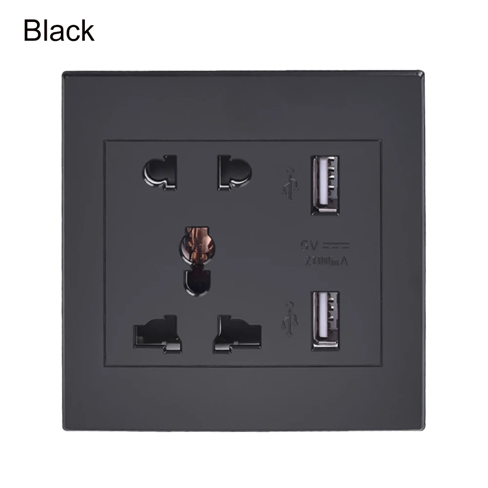 Black Многофункциональное usb-гнездо с пятью отверстиями для домашнего офиса, настенное зарядное устройство, 2 порта, usb-разъем, зарядное устройство, практичный аксессуар для безопасности - Цвет: Black