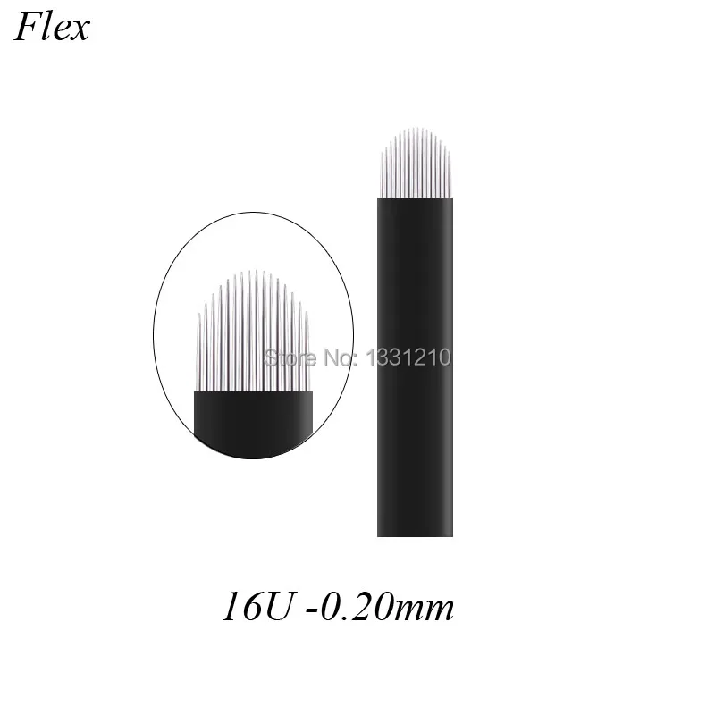 

NANO 50PCS 16U shape Microblading Black 0.20mm Microblading Needles Agulhas Manual Line Eyebrow Tattoo Needles Tattoo Blade