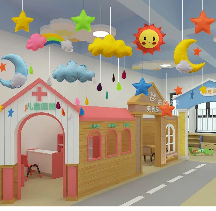 Нетканый материал стерео облако солнце радуга звезда кулон для дома детская комната школа Творческий девушка сердце браслет Шарм