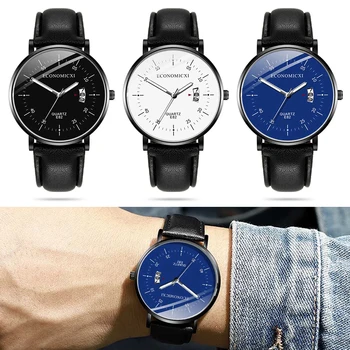 

Fashion Analog Quartz Wristwatch Men Leather Watch Date Wrist Watch relogio masculino For Casual Dress Business Watches