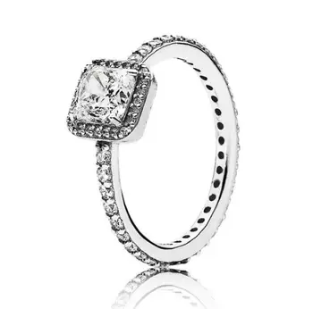 

Authentic 925 Sterling Silver Four Claw Timeless Elegance With Crystal Rings For Women Wedding Gift Fashion Jewelry