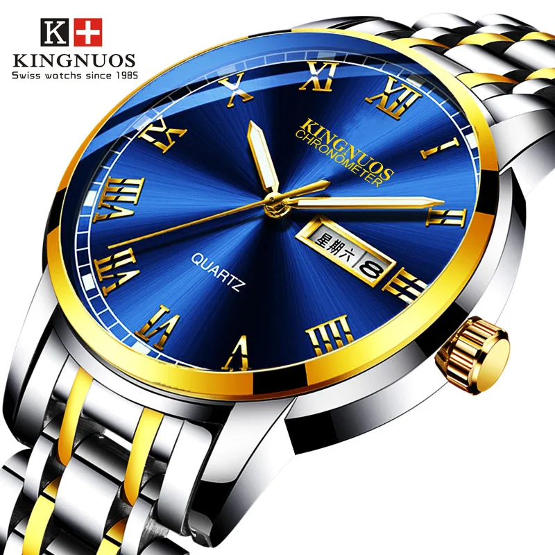 

2019 New Men Sports Waterproof Date Simulation Stainless Steel Luxury Watch Chronograph Business Quartz Watch Relogio Masculino