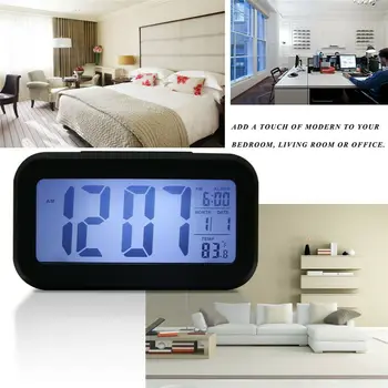 

LCD Digital Clock Battery Operated Snooze Electronic Alarm Clocks For Kids Gift LED Backlight Light Control