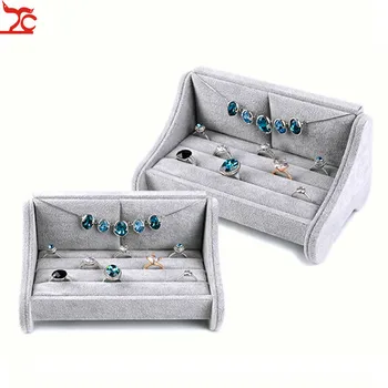 

Jewelry Necklace Earring Bracelet Storage Grey Velvet Rack Display Stand Quality Creative Sofa Ring Display Holder
