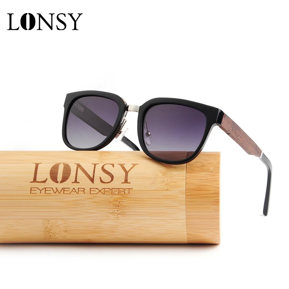 

LONSY Designer Design Women Men Acetate Wood Sunglasses Polarized Vintage Sun Glasses Male Goggle UV400 Gafas De Sol