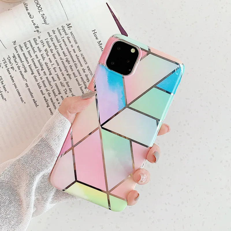 T1 N1986N чехол с мраморным покрытием для iPhone 11 Pro Max X XR Xs Max Роскошный чехол для телефона для iPhone 6 6s 7 8 Plus модный IMD полный Чехол - Цвет: T1