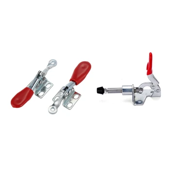 

4 Pcs Hand Tool Metal Holding Capacity Latch Type Toggle Clamp GH-201A & 1 Pcs Hand Tool Toggle Clamp Vertical Clamp Stroke Push