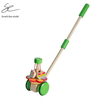 

Rotating Butterfly Animal Trolley Baby Wooden Toddler Stroller Children's Animal Push & Pull Car Hand-pushed Toy Brick Car Gift
