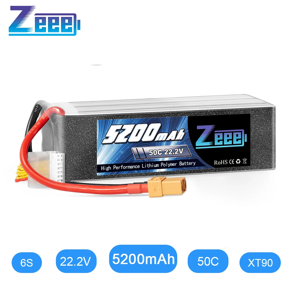 Zeee RC LiPo батарея 50C 5200 мАч 22 2 в 6S Lipo с разъемом XT90 для радиоуправляемого вертолета