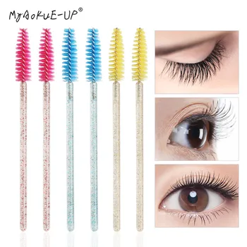 

50 pcs Crystal Mascara Wands Applicator Diamond Eyelashes brushes Cosmetic Eyelash Brush Disposable Make Up brushes Tools