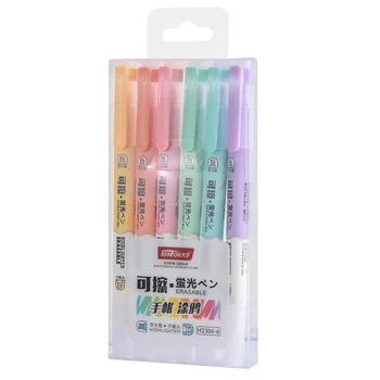 

6Pcs/Box Erasable Double Head Highlighters Art Markers Highlighter Pen Fluorecent Pen School Supplies highlighter pen