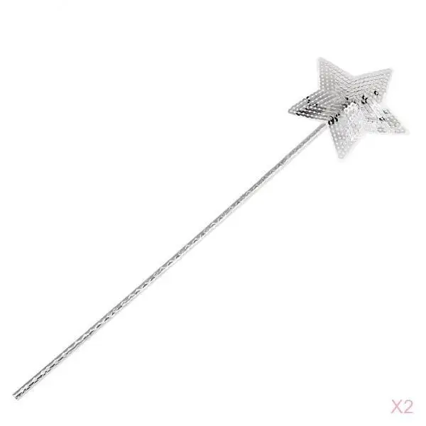 2x Sequined Star Shape Fairy Wand Angle Costume Wand Party Hand Props Cosplay Game Photo Props
