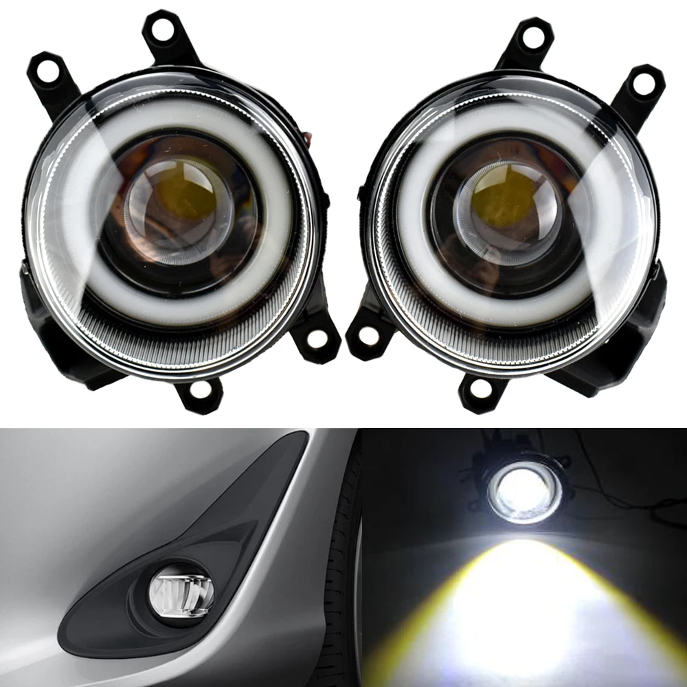 2pcs Car LED Fog Light Angel Eye DRL Daytime Running Light 12V headlights for T oyota Aqua 2015 Prius C 2016 Highlander Corolla|Car Light Assembly| - AliExpress