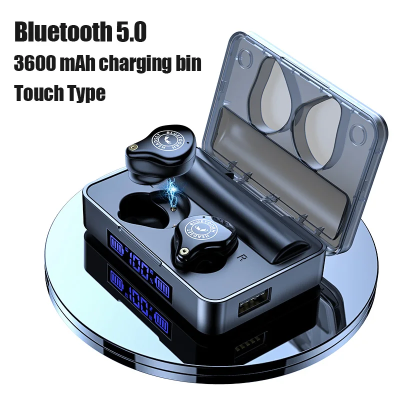 

Bluetooth V5.0 Earphone Wireless Earphones 8D Stereo Sport Wireless Headphones Mini Earbuds Headset with Mic 3600 mAh Power Bank