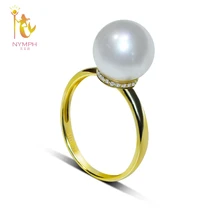 NYMPH бренд натуральный пресноводный жемчуг кольцо 18K желтое золото жемчужное кольцо для женщин J315
