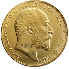 Редкий 1902 король Эдвард VII матовый позолоченный 1 SOVEREIGN(1LSD) копии монет