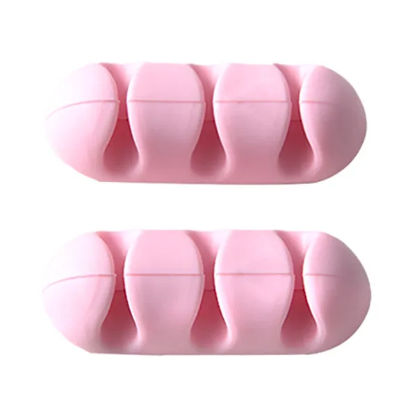 2 PCS Pink Комплект из 2 предметов устройство для сматывания шнура питания Кабель наушников Организатор провода хранения кремния Зарядное устройство зажимы держателя устройство для сматывания шнура питания 3-зажим для ПК ТВ usb-кабель Новинка - Цвет: 2 PCS Pink