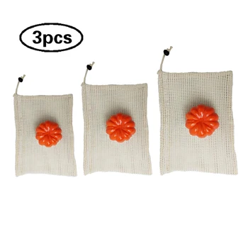 

3x Reusable Produce Bags Mesh Vegetable Fruit Toys Storage Container Pouch Bag vegetable and fruit mesh bags