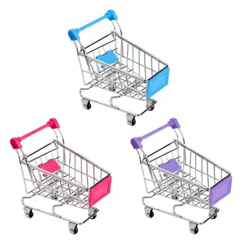 

Mini Children Handcart Supermarket Hand Trolley Mini Shopping Cart Desktop Decoration Storage Toy Pretend Play Toys Strollers