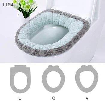 

Plush Soft Toilet Seat Cover Bathroom Toilet Cushion Set Toilet Bathroom Mat Sets Warm Seat Cover Washable Two Mat Accessory Set
