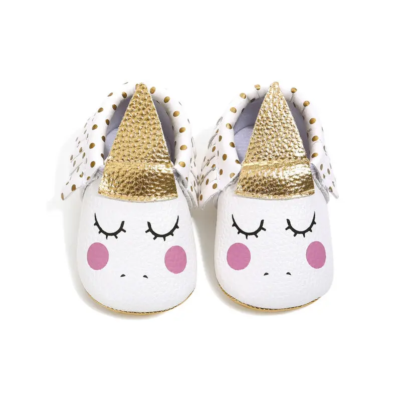 Newborn Baby Girl Cute Crib Shoes Unicorn Tassel Shoes Non-slip Soft Sole Prewalker