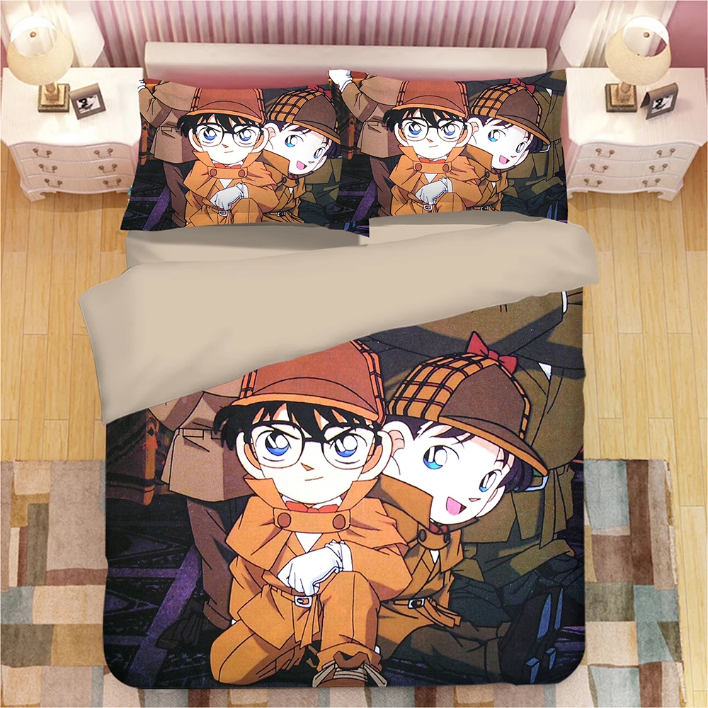 

Detective Conan Bedding Anime New Cartoon bedclothes Character Sets Twin Queen King Size Duvet Cover Pillowcase Home Textiles