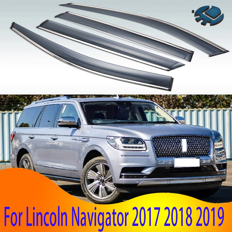 For Lincoln Navigator 2017 2018 2019 Plastic Car Window Visors Rain Sun Visor Shield Cove Accessories 4PCS