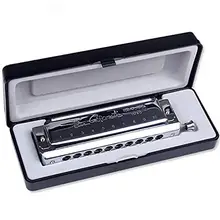 

Swan SW1040 Silver Color 10 Holes 40 Tones Chromatic Harmonica Changeable Tones Musical Instrument Woodwind Swan Harmonica Harp