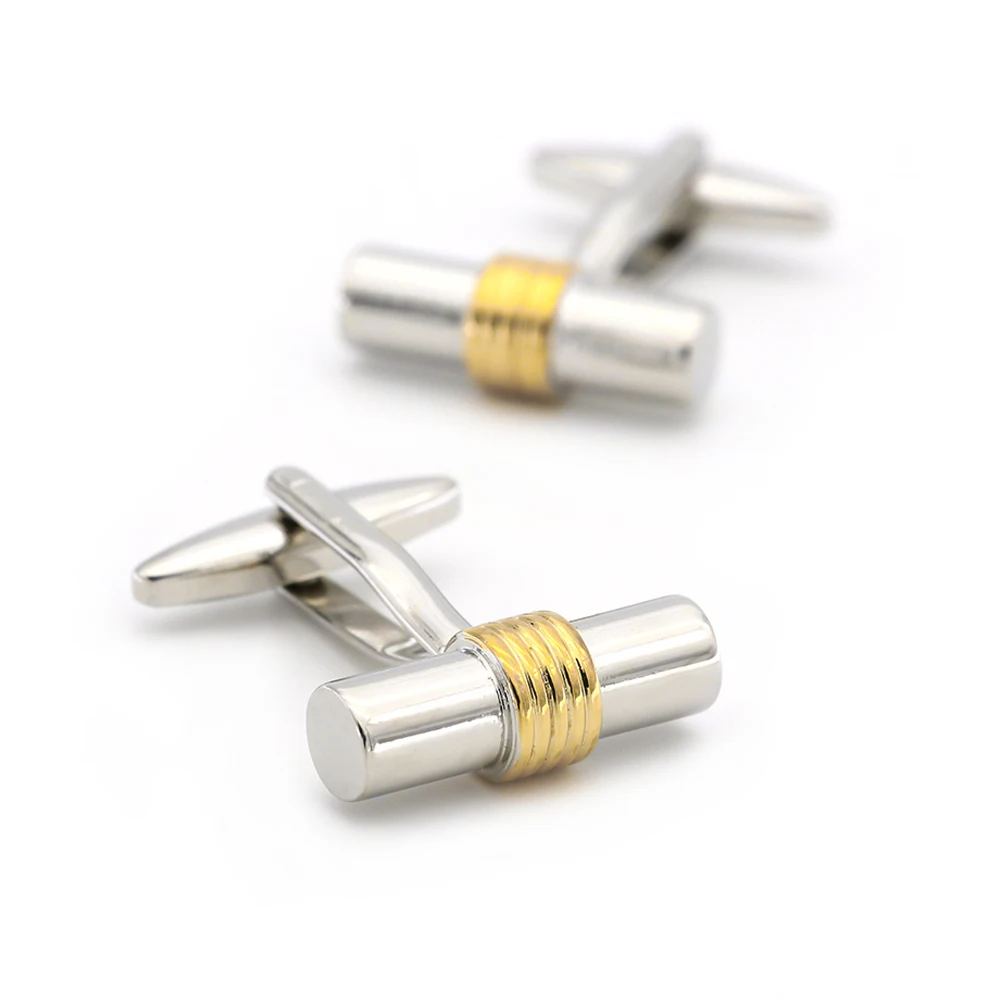 

Cylinder Cuff Links For Men Simplicity Design Quality Brass Material Golden Color Cufflinks Wholesale&retail