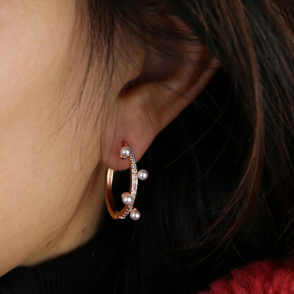 Новое поступление, летний дизайн, ювелирное изделие, Золотое наполнение, мини круглый жемчуг, серьги-кольца, геометрические кольца, Классические трендовые ювелирные изделия